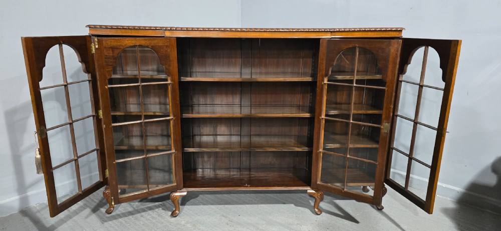 Queen Anne Walnut Adjustable Library Bookcase View XI