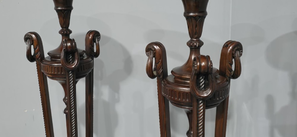Fine Pair Mahogany Torchere Pedestal Stands View XIII
