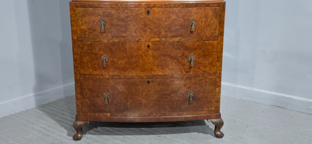 Super Quality Burr Walnut Linen Press of Small Proportions View III