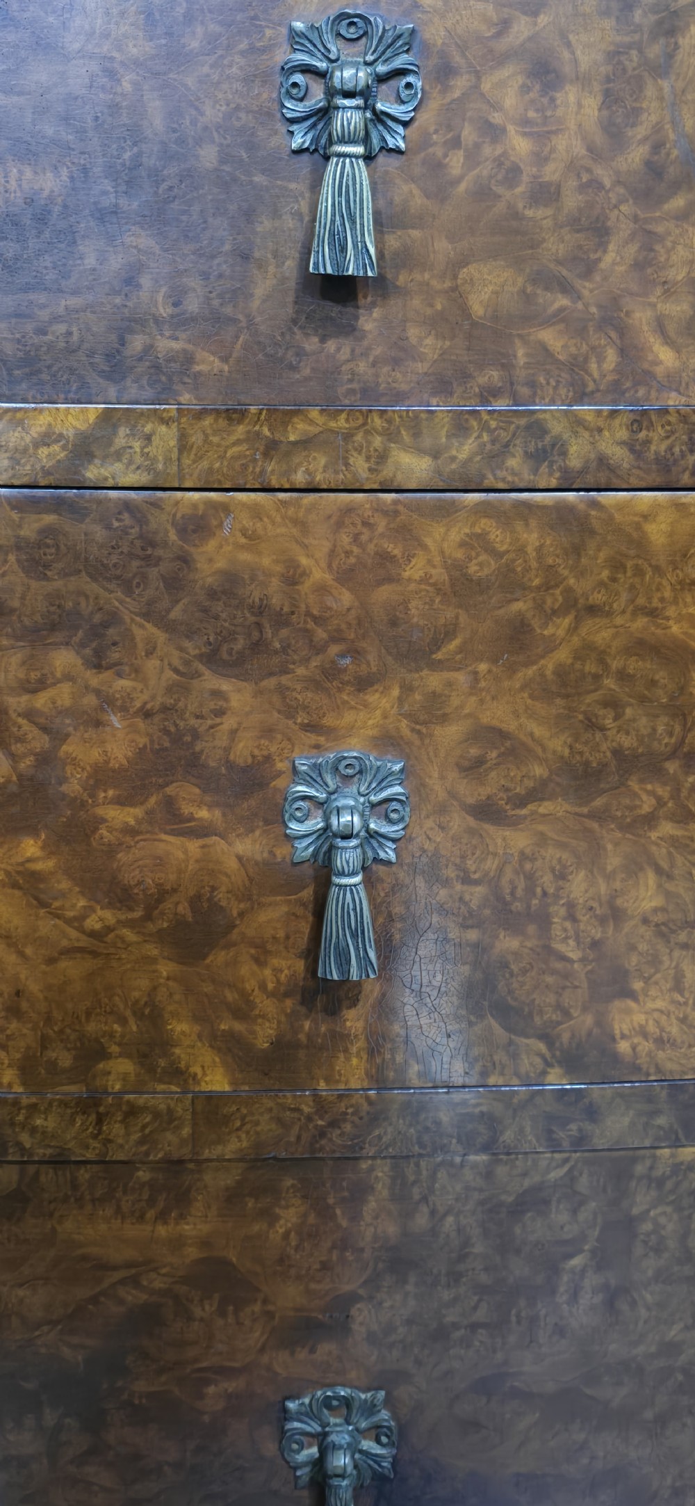 Super Quality Burr Walnut Linen Press of Small Proportions View V