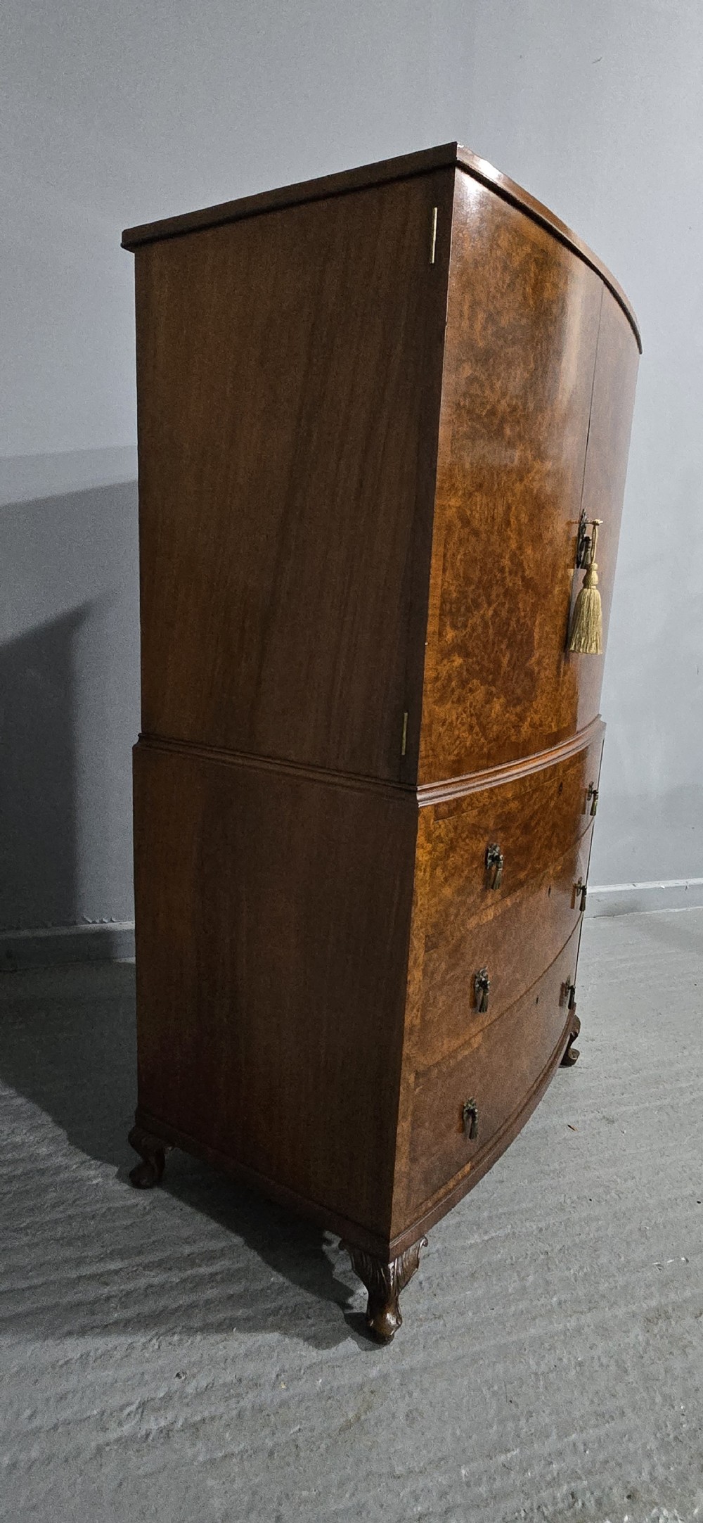 Super Quality Burr Walnut Linen Press of Small Proportions View VIII