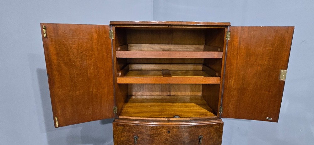 Super Quality Burr Walnut Linen Press of Small Proportions View X