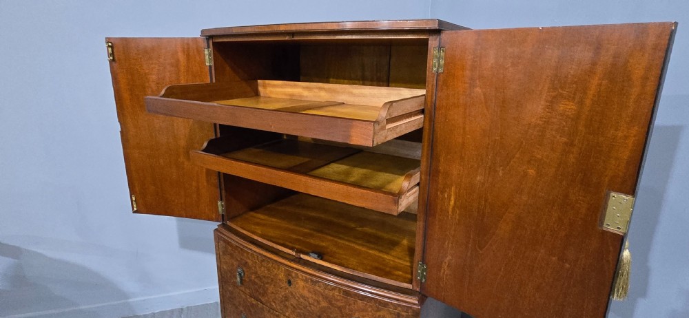 Super Quality Burr Walnut Linen Press of Small Proportions View XI