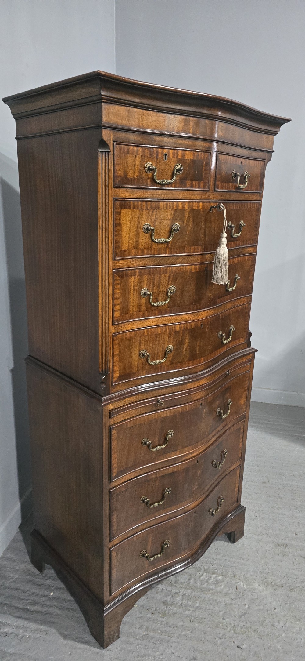 Super Mahogany Serpentine Chest on Chest of Drawers View IV