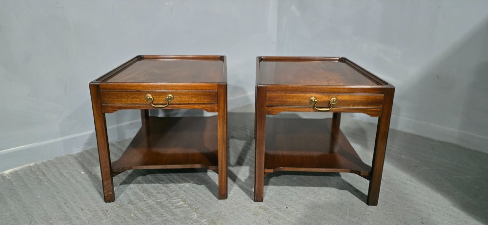 Wonderful Pair Mahogany Lamp Tables View II