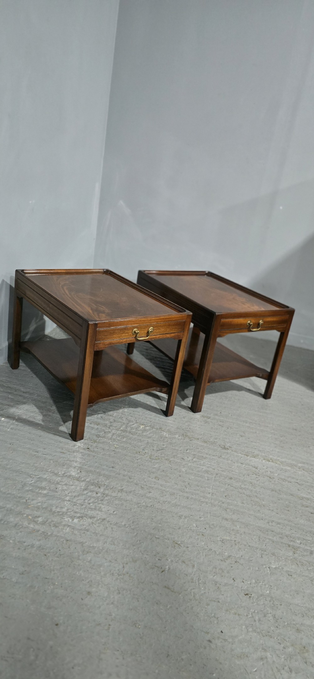 Wonderful Pair Mahogany Lamp Tables View III