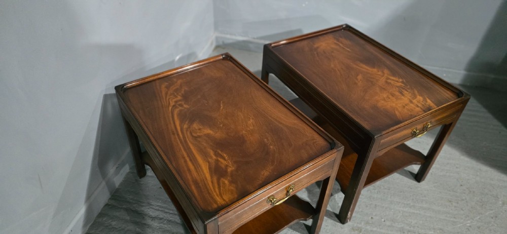 Wonderful Pair Mahogany Lamp Tables View V