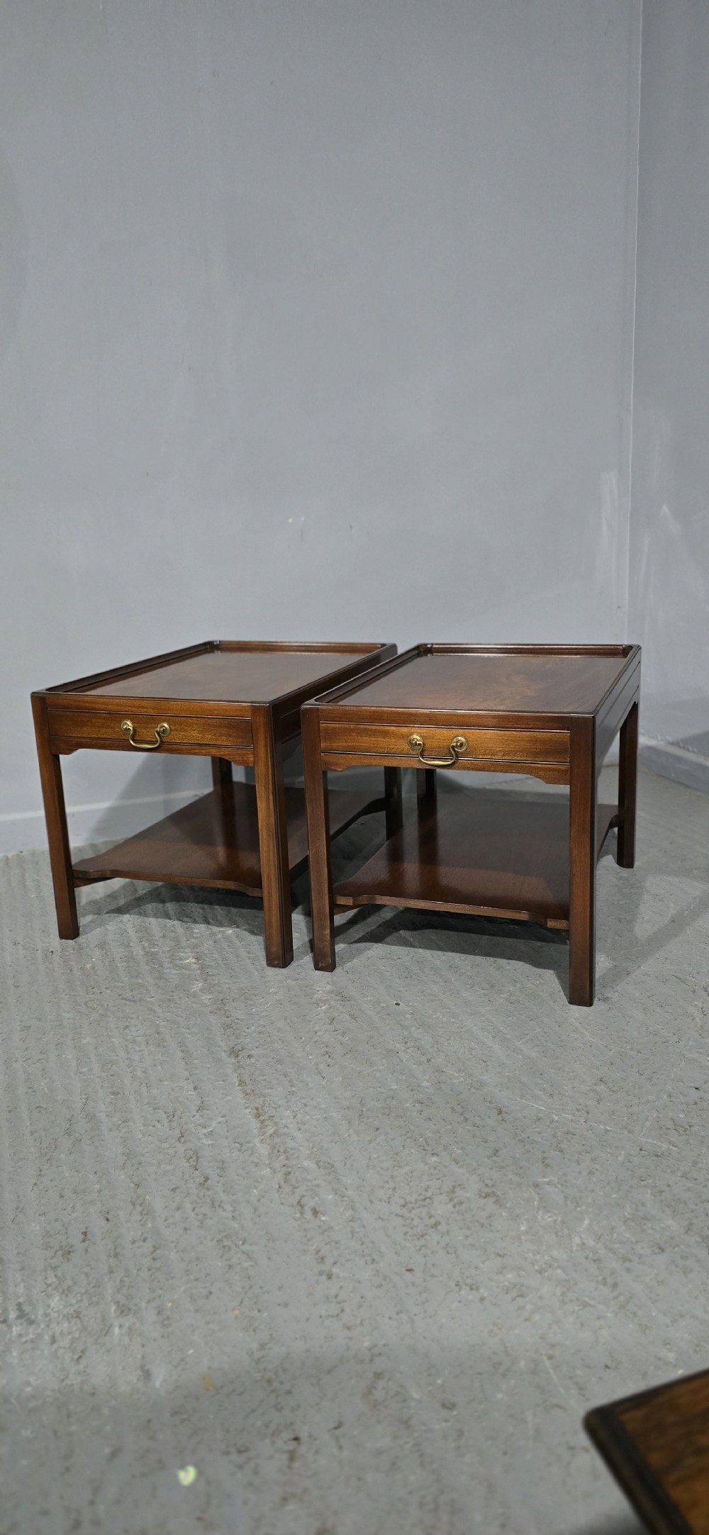 Wonderful Pair Mahogany Lamp Tables View IX