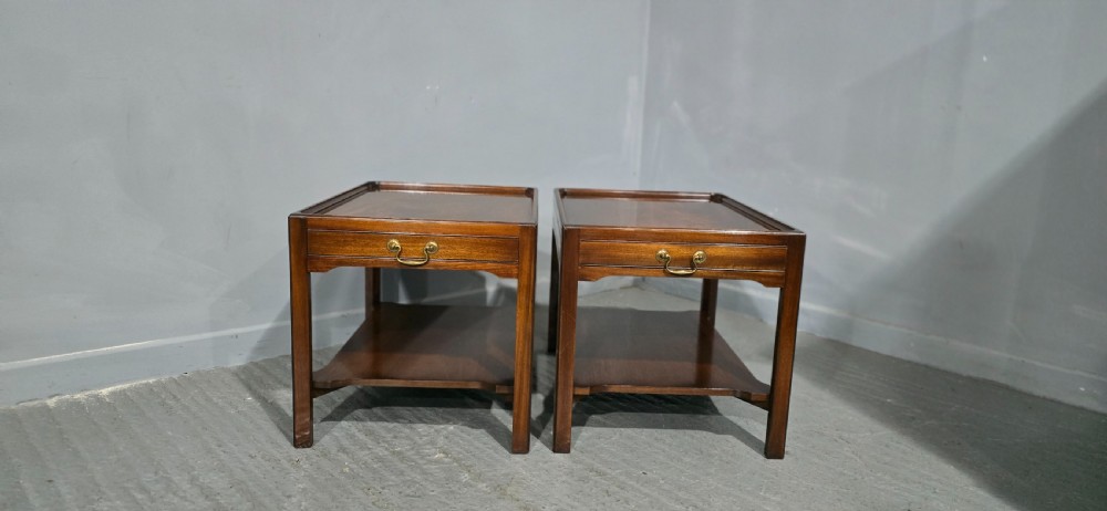 Wonderful Pair Mahogany Lamp Tables View X