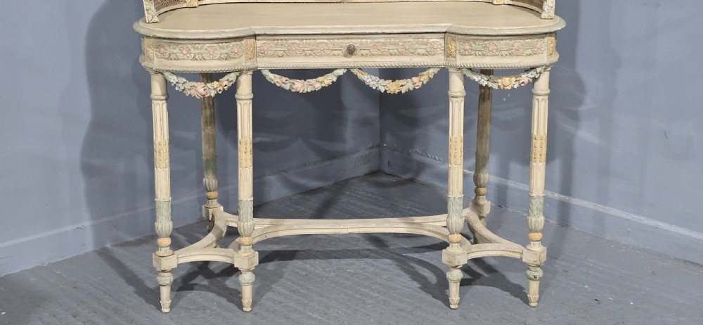 Super French Painted Bergere Dressing Table View IV