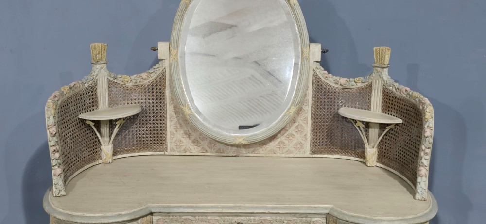 Super French Painted Bergere Dressing Table View VI
