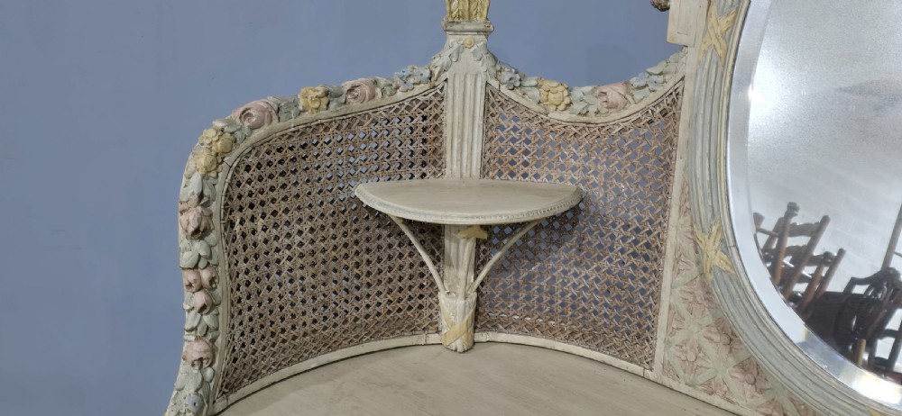 Super French Painted Bergere Dressing Table View VIII