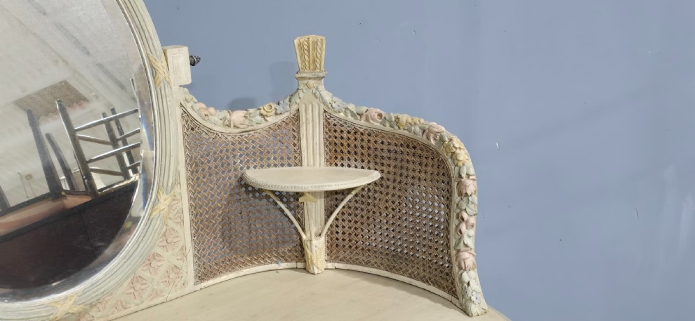 Super French Painted Bergere Dressing Table View IX