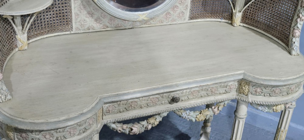 Super French Painted Bergere Dressing Table View X