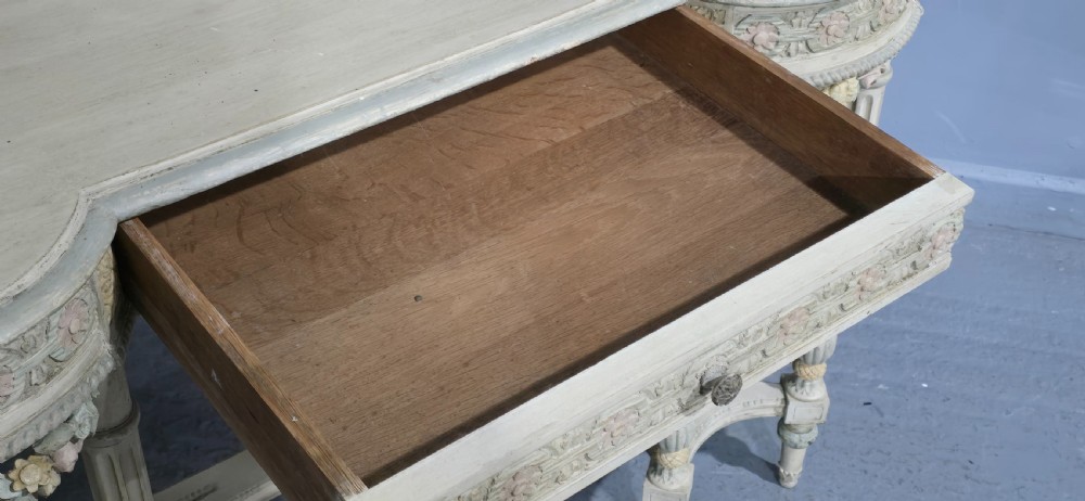 Super French Painted Bergere Dressing Table View XI