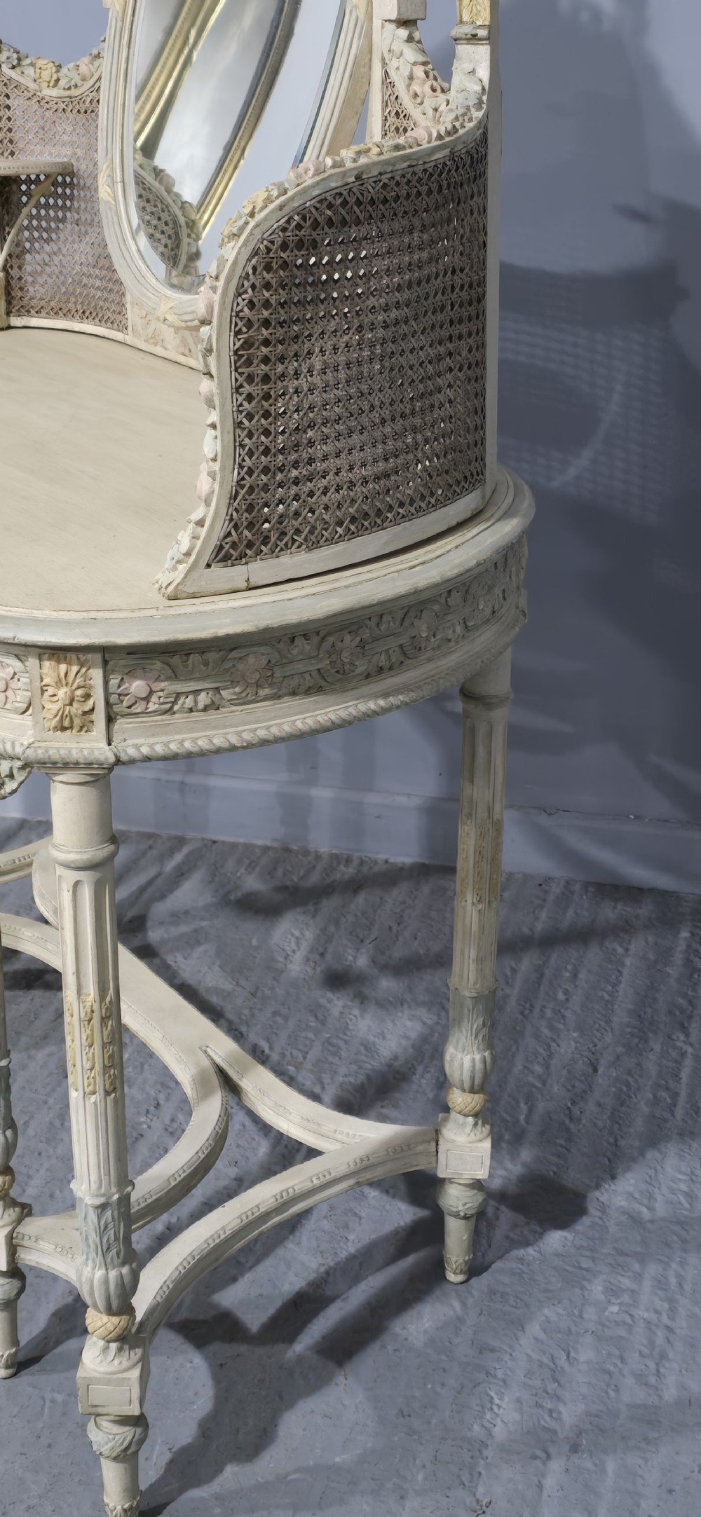 Super French Painted Bergere Dressing Table View XII
