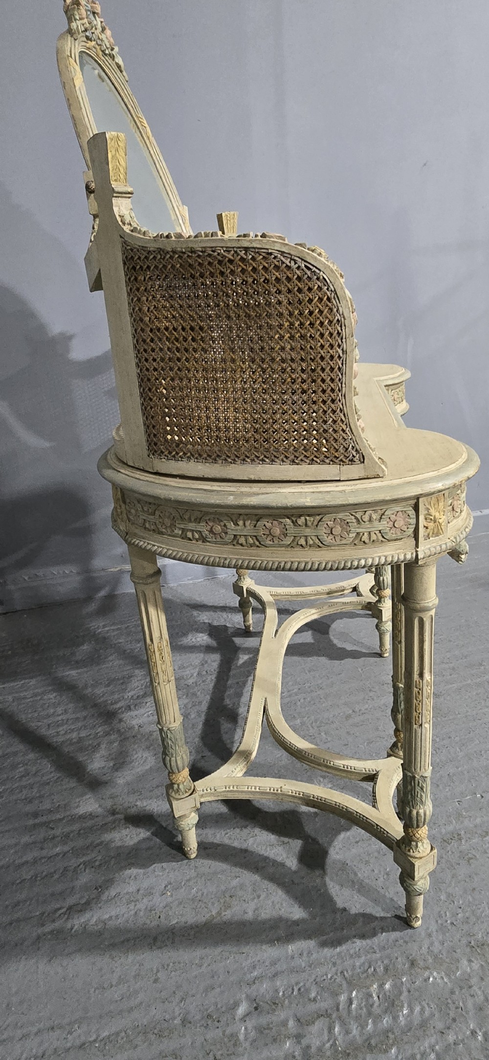 Super French Painted Bergere Dressing Table View XIII