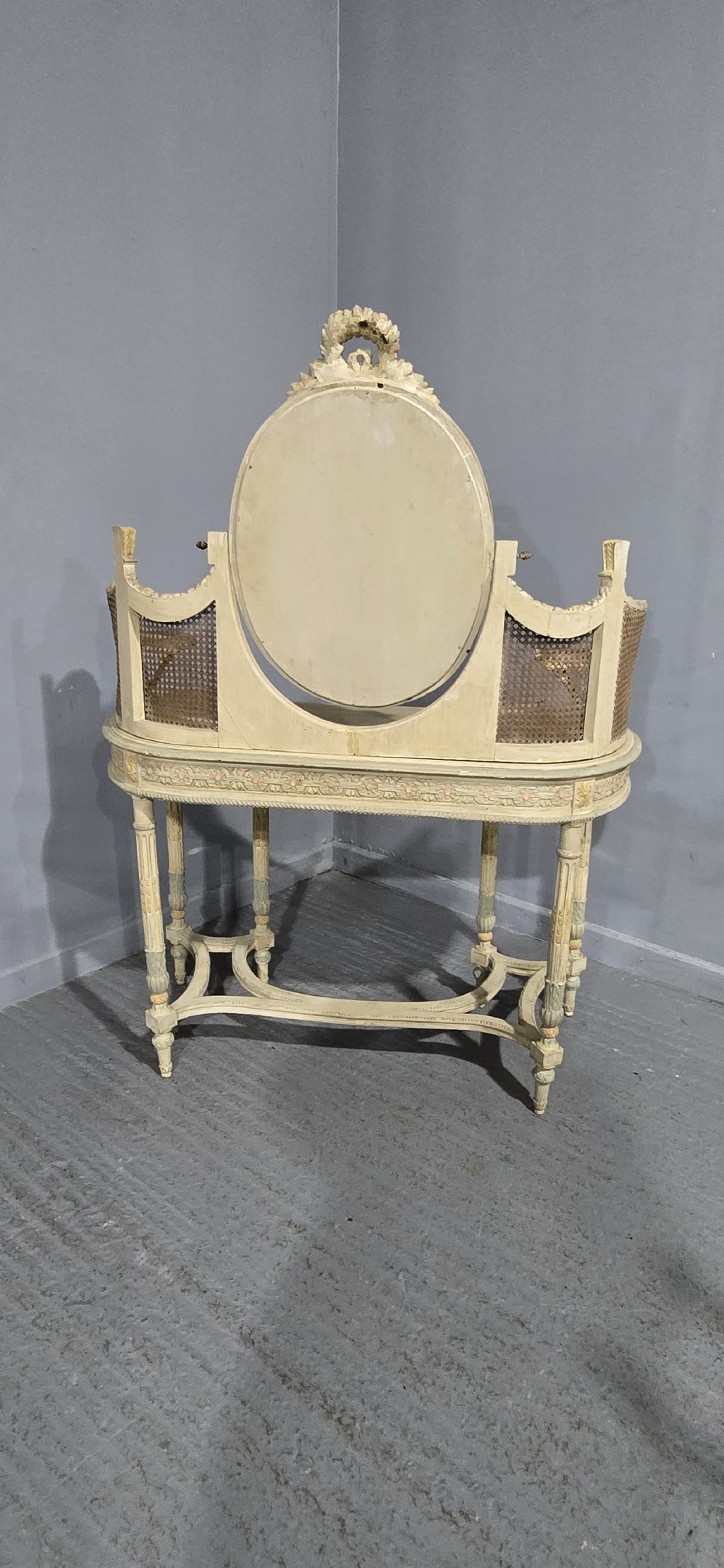 Super French Painted Bergere Dressing Table View XVI