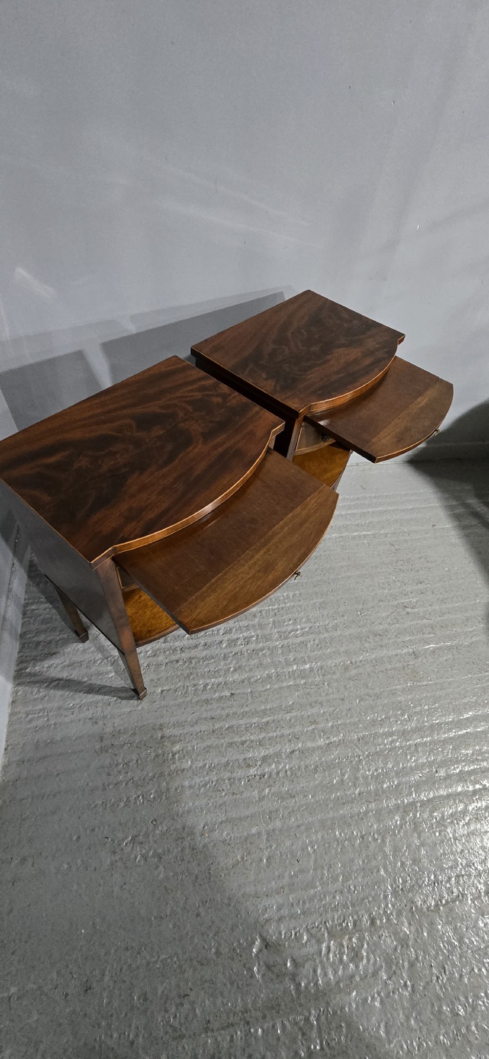Fine Pair English Mahogany Bedside Lamp Cabinets View VIII