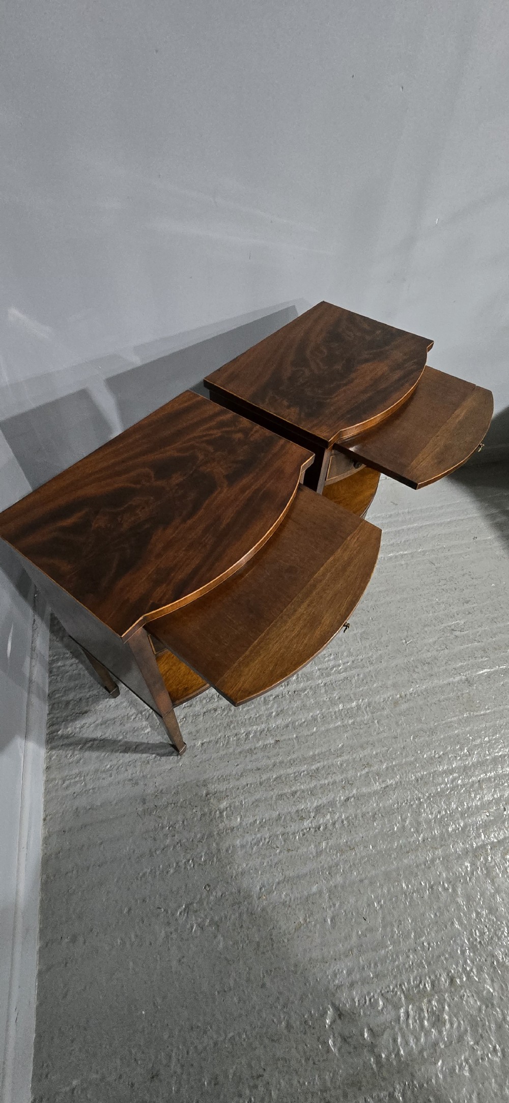 Fine Pair English Mahogany Bedside Lamp Cabinets View XII