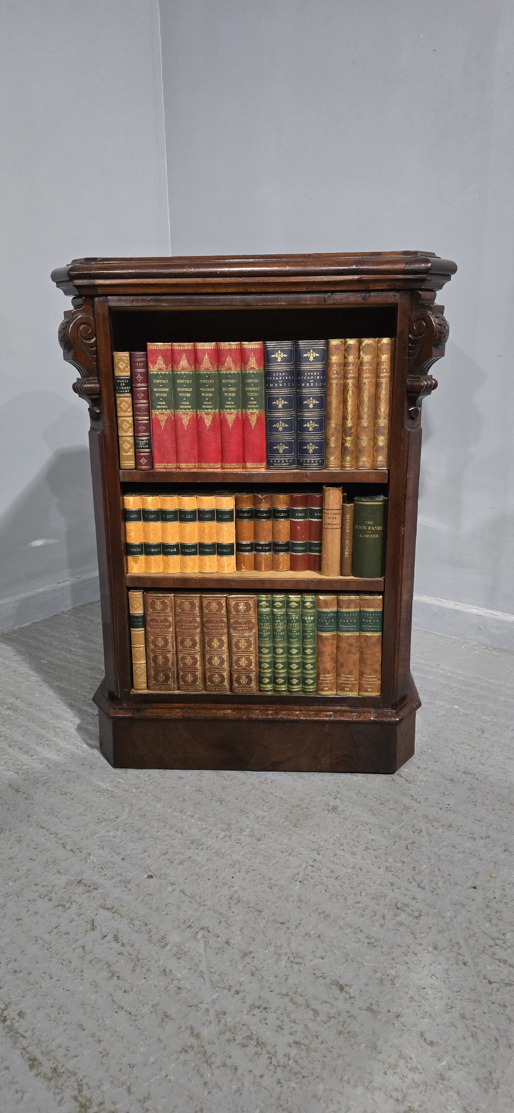 Rare Freestanding Mahogany Open Double Adjustable Bookcase View II