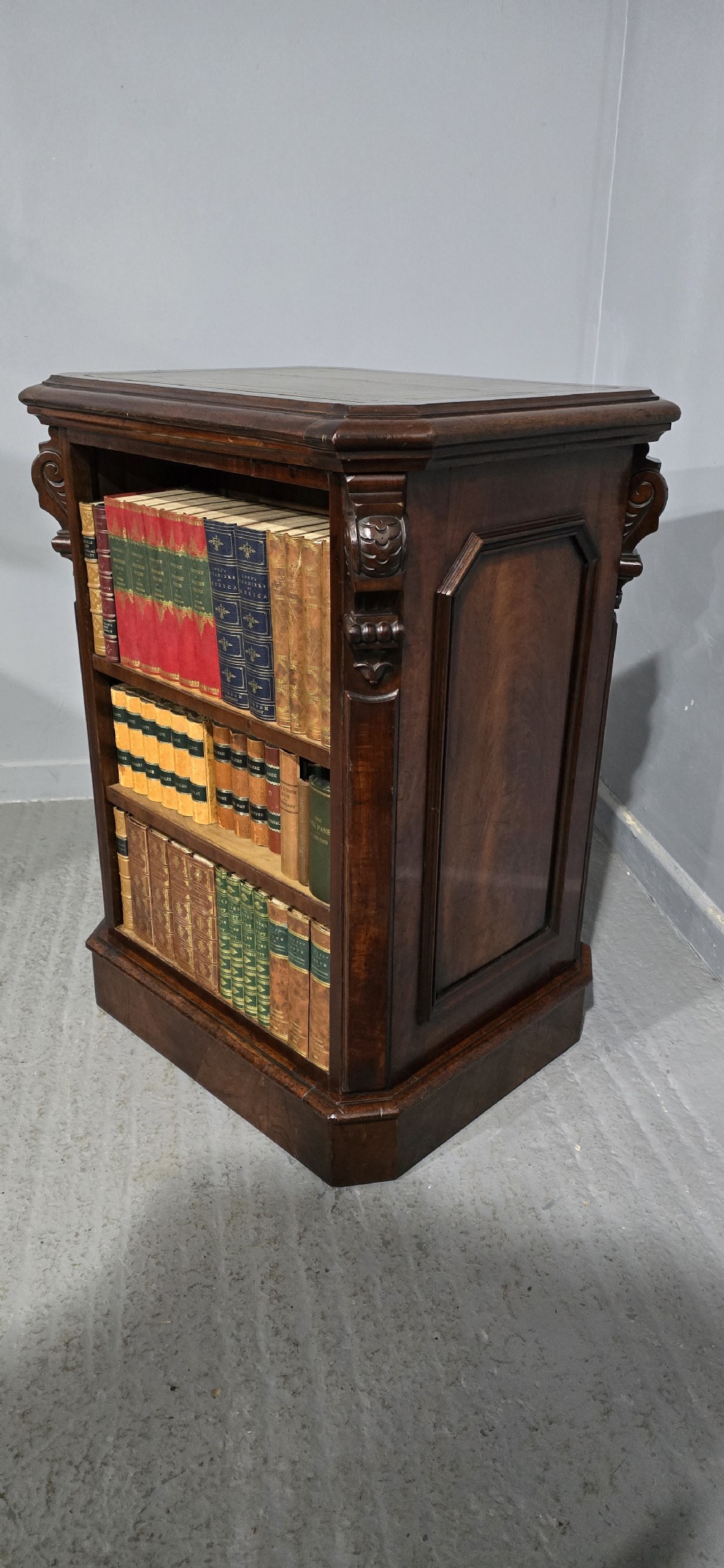 Rare Freestanding Mahogany Open Double Adjustable Bookcase View III