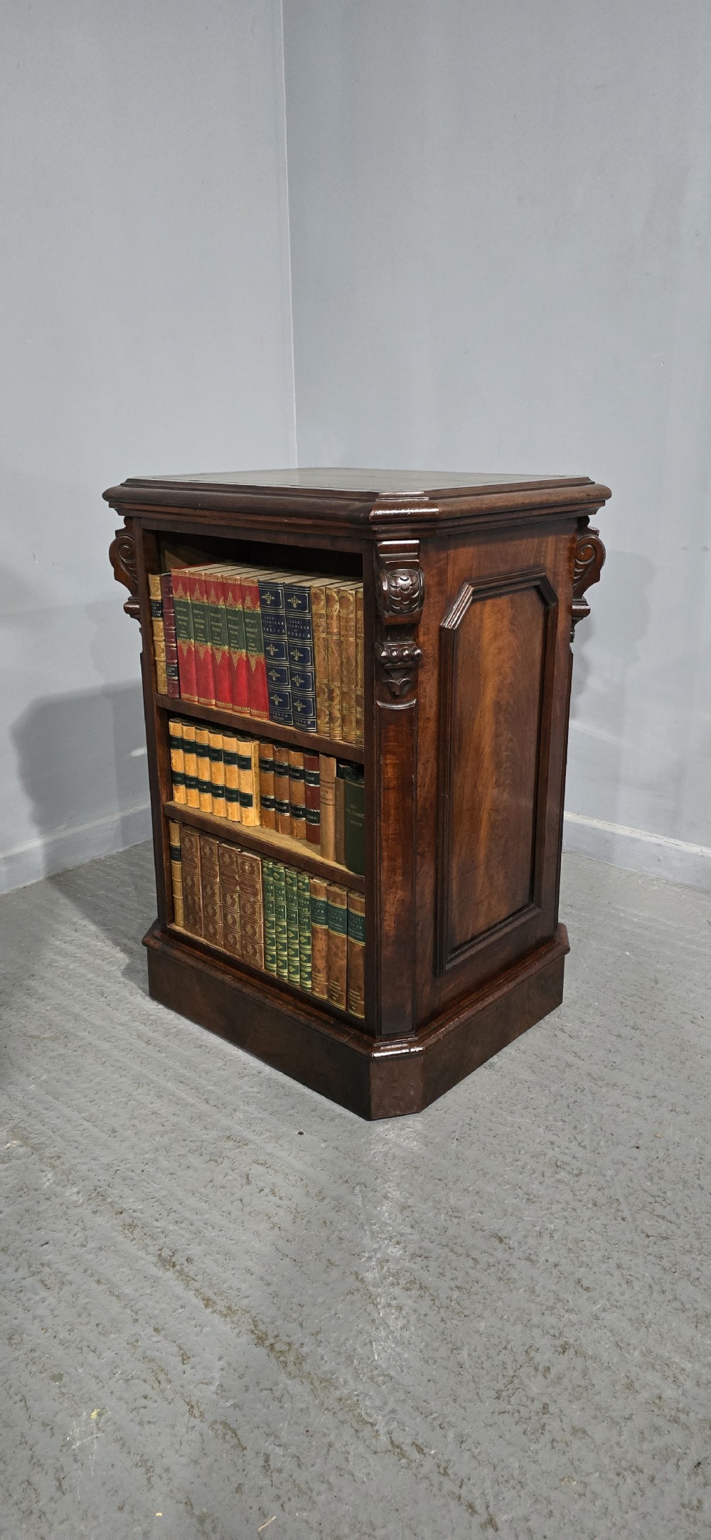 Rare Freestanding Mahogany Open Double Adjustable Bookcase View IV