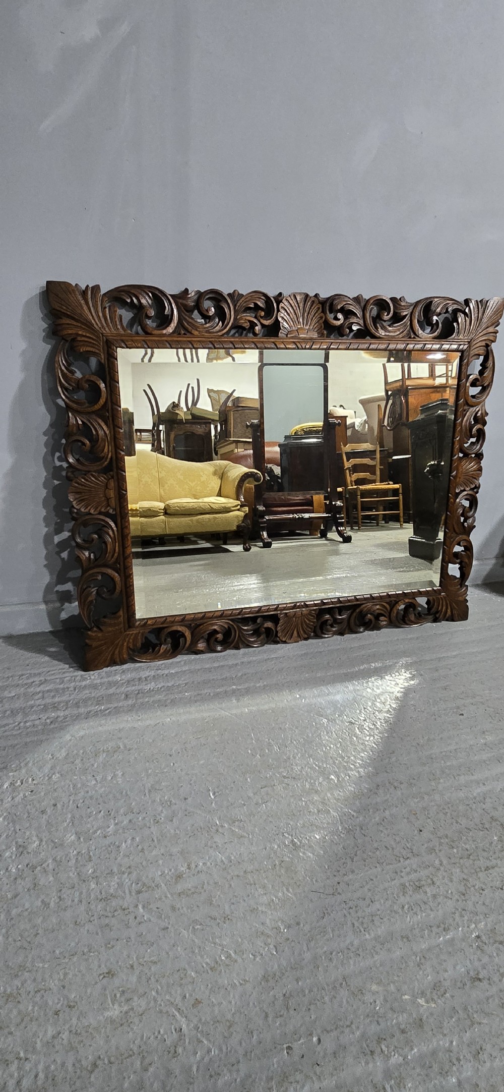 Large Oak Framed Cushion Mirror View III