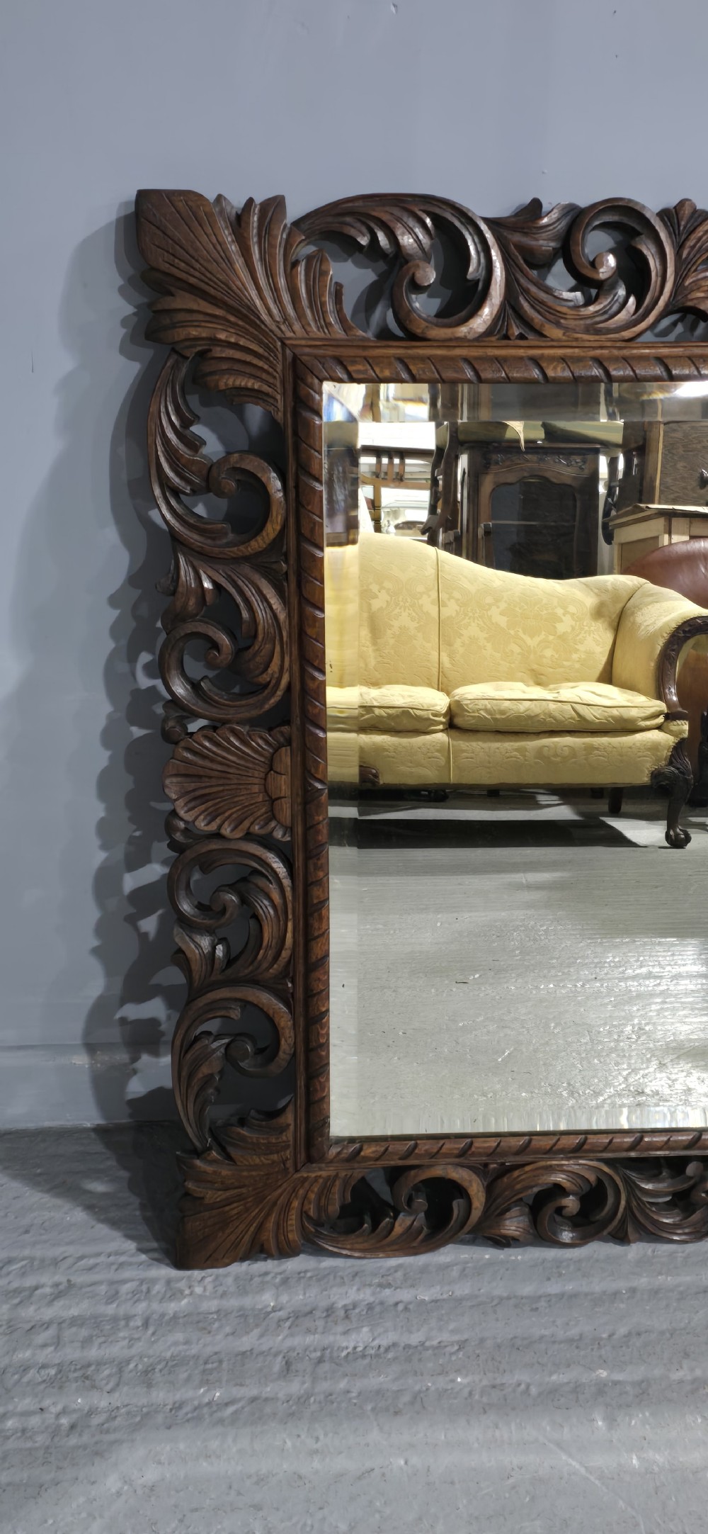 Large Oak Framed Cushion Mirror View IV