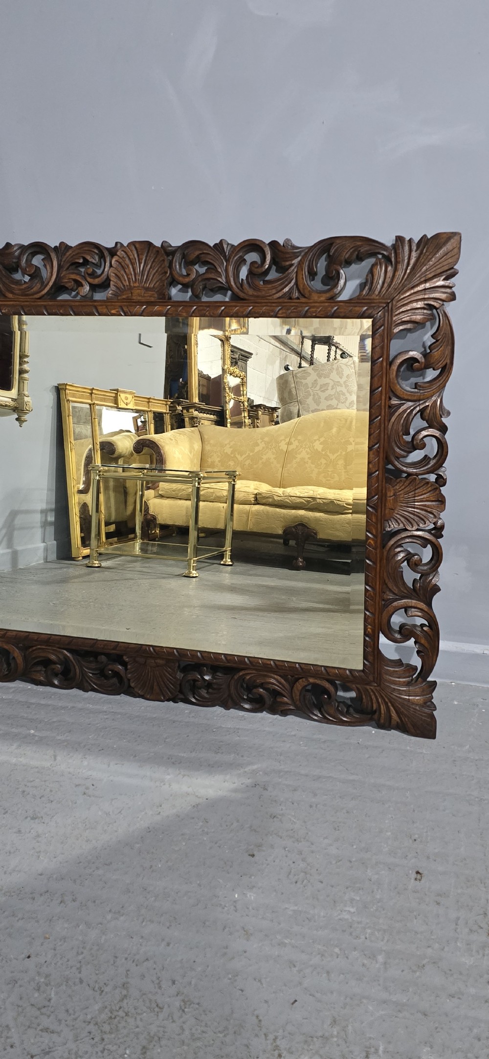 Large Oak Framed Cushion Mirror View VII