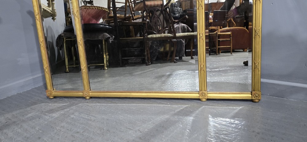 Large Regency Tryptich Gilt Overmantle Mirror View V