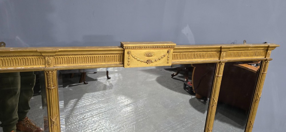 Large Regency Tryptich Gilt Overmantle Mirror View VI