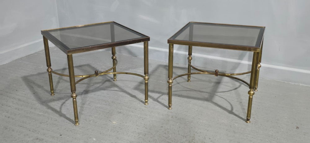 Pair French Maison Jansen Brass Lamp Tables View II
