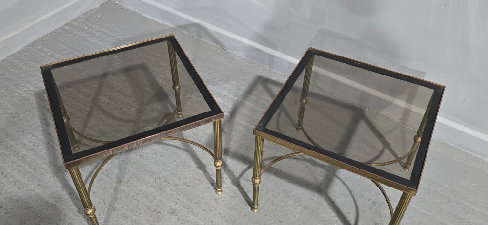 Pair French Maison Jansen Brass Lamp Tables View VII