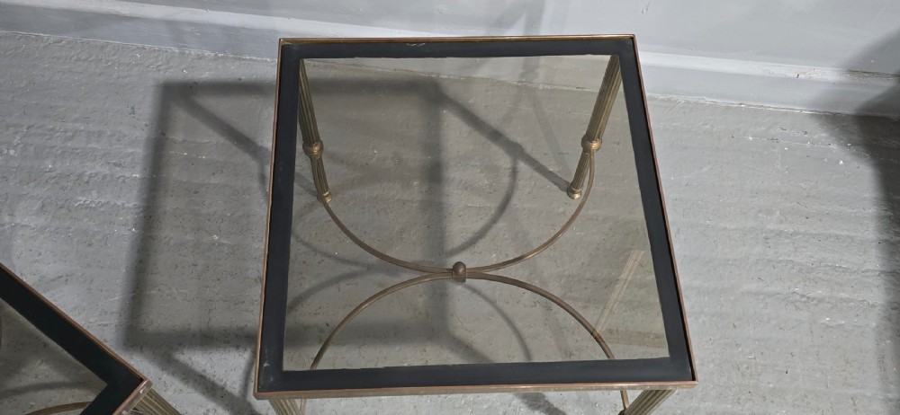 Pair French Maison Jansen Brass Lamp Tables View IX
