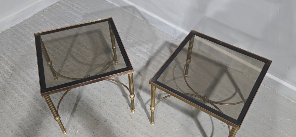 Pair French Maison Jansen Brass Lamp Tables View X