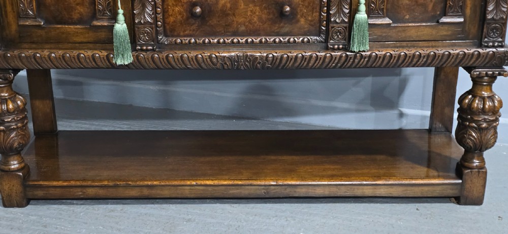 Superb Oak and Burr Walnut Elizabethan Sideboard View V