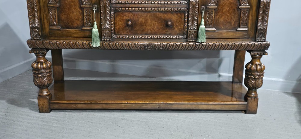 Superb Oak and Burr Walnut Elizabethan Sideboard View VI
