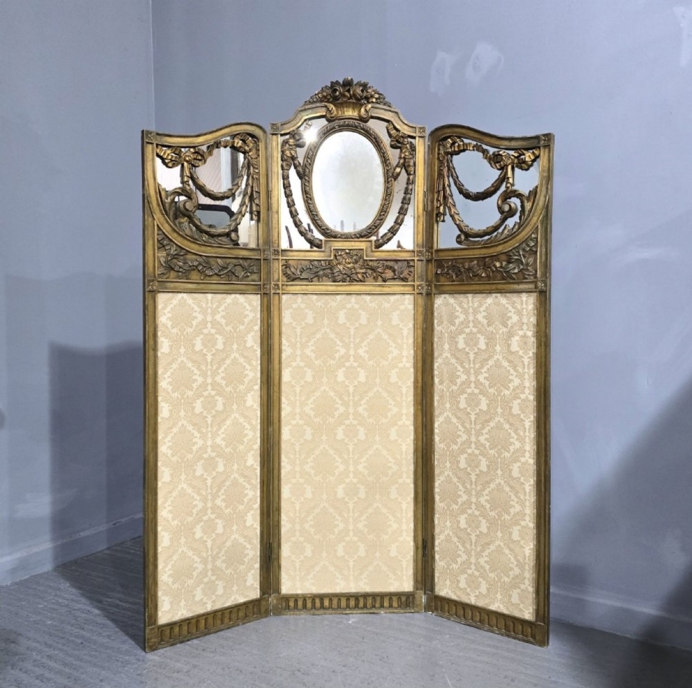 Fine French Three Fold Gilt Screen