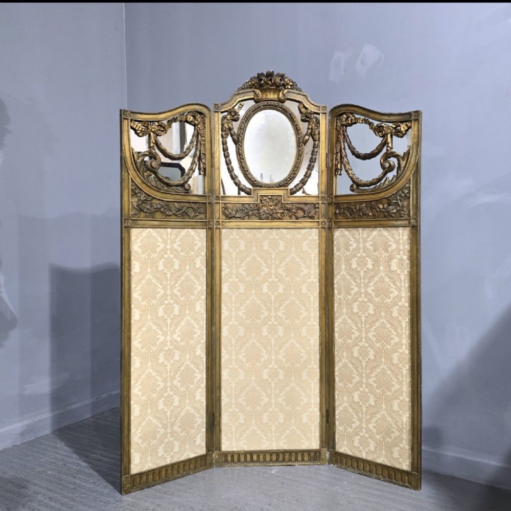 Fine French Three Fold Gilt Screen View IX