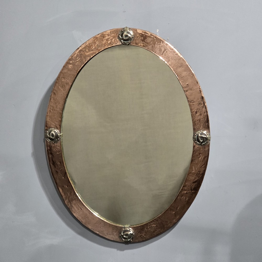 Arts and Crafts Oval Copper Mirror View II