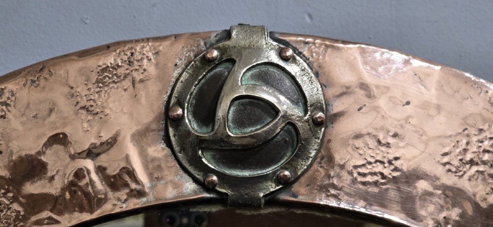 Arts and Crafts Oval Copper Mirror View V