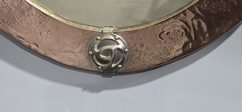 Arts and Crafts Oval Copper Mirror View VI