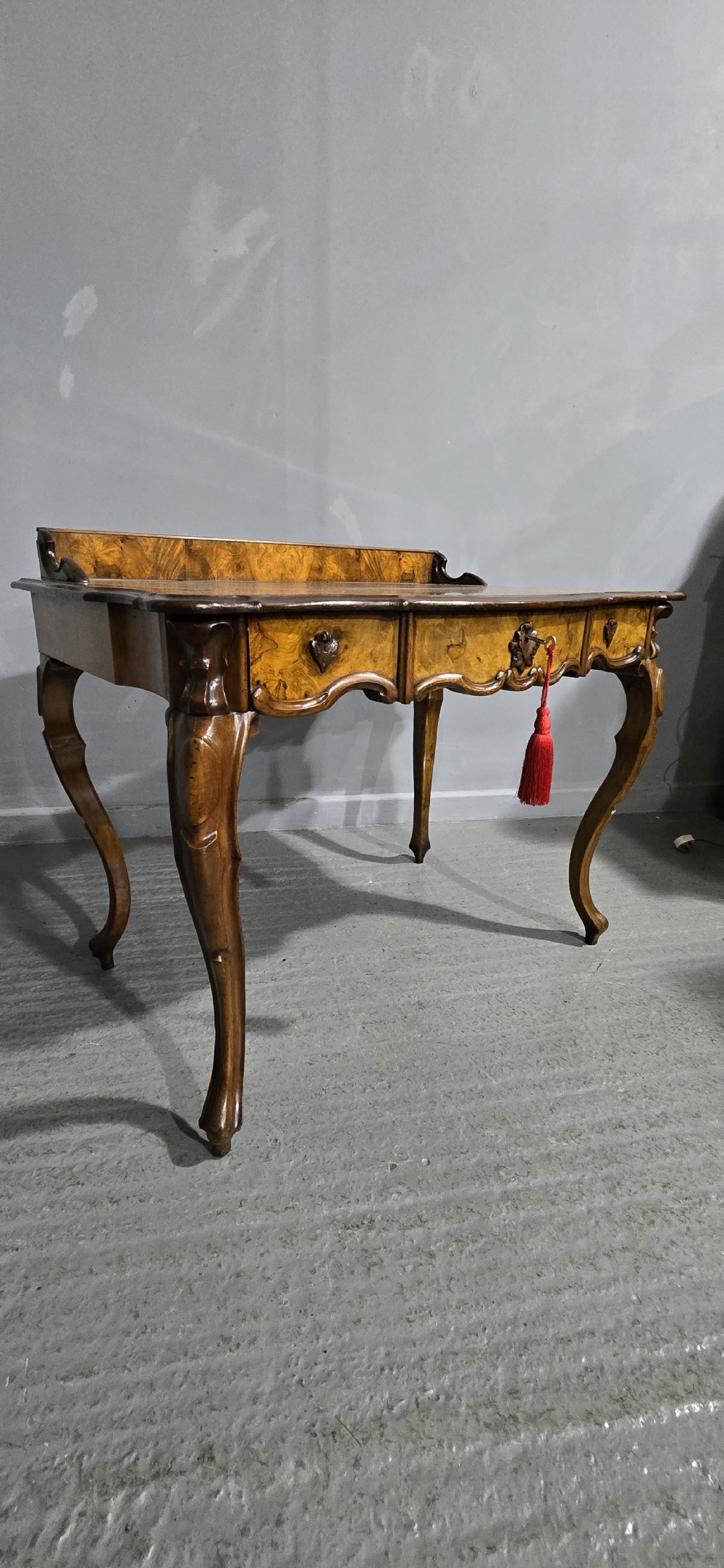 Superb Burr Walnut Dressing Side Table View VI
