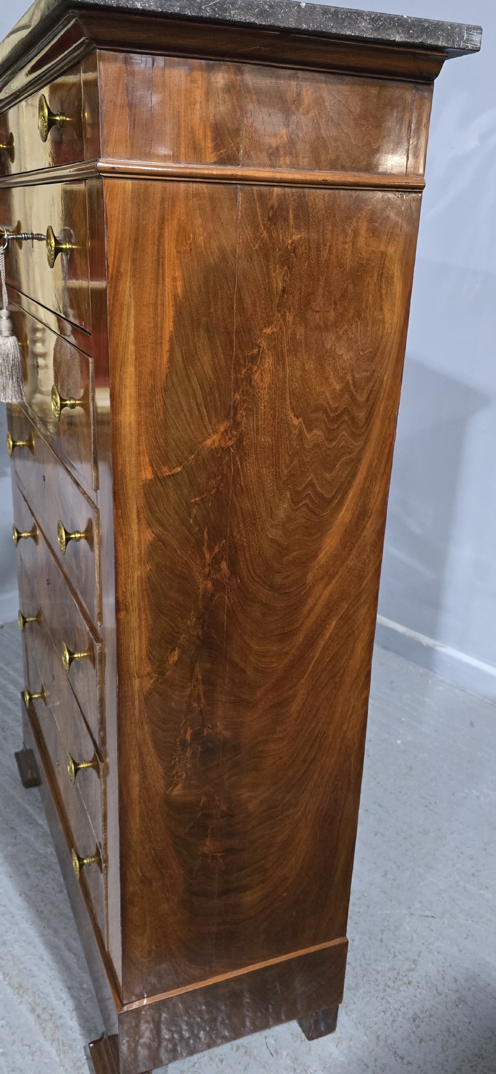 Super French Tall Chest of Mahogany Drawers View XIV