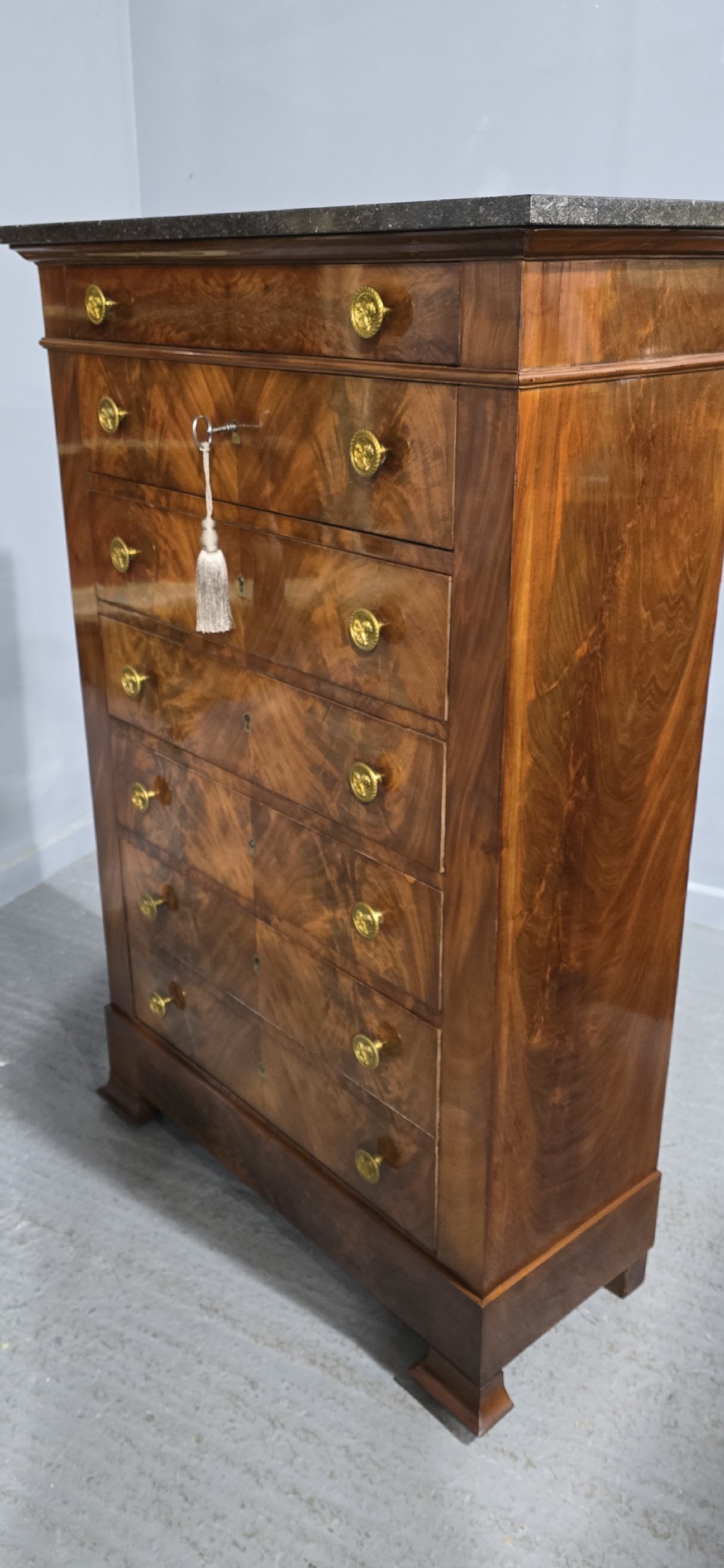 Super French Tall Chest of Mahogany Drawers View XV
