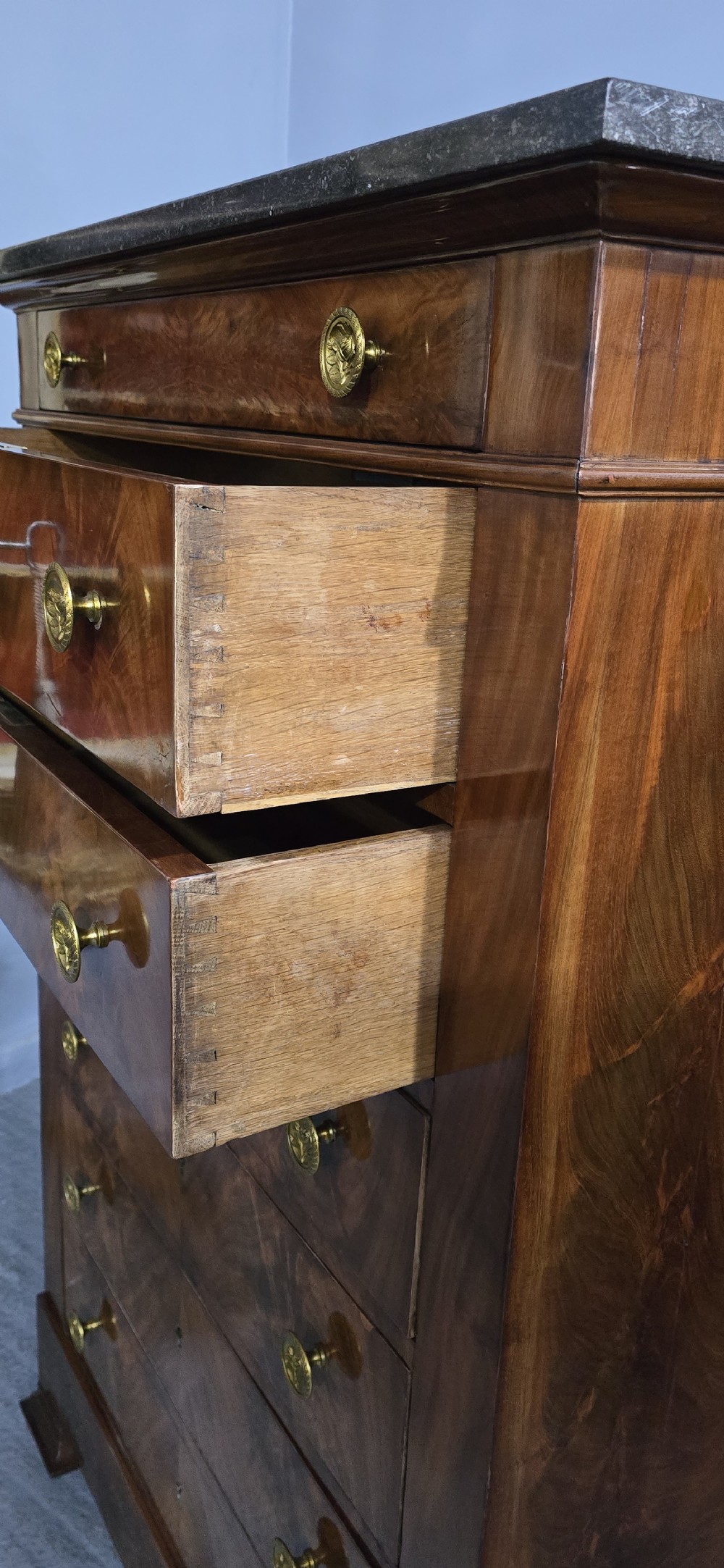Super French Tall Chest of Mahogany Drawers View XVI