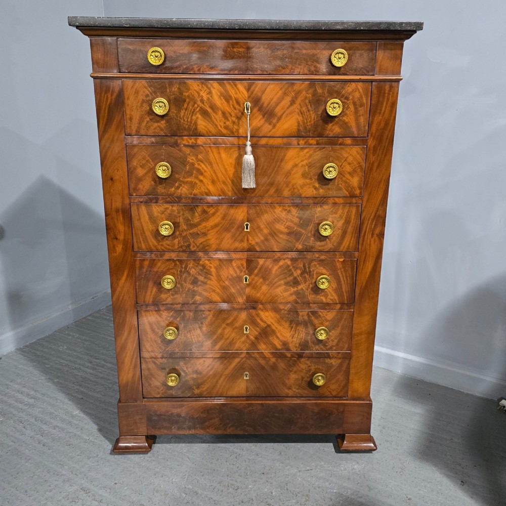 Super French Tall Chest of Mahogany Drawers