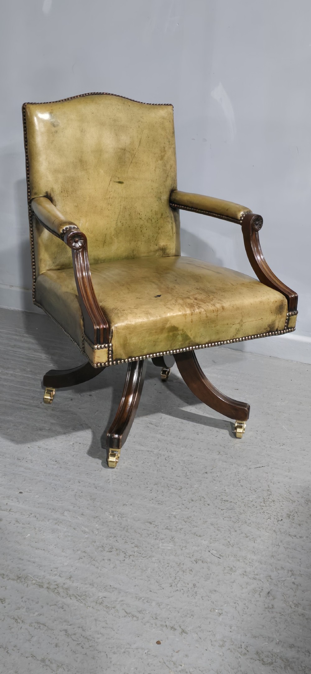 Fine Leather and Mahogany Office Desk Chair View II