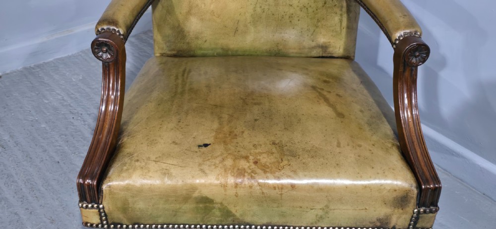 Fine Leather and Mahogany Office Desk Chair View IV